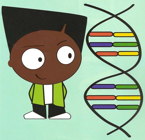 identity and DNA cartoon