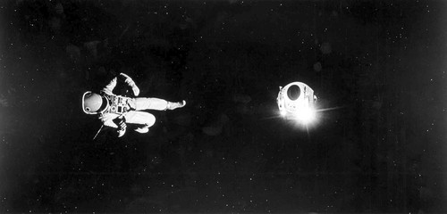 astronaut Frank Poole floats in space in the film 2001: A Space Odyssey