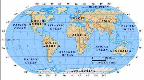 Earth's oceans and continents