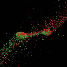 simulation of collision between two rubble-pile asteroids