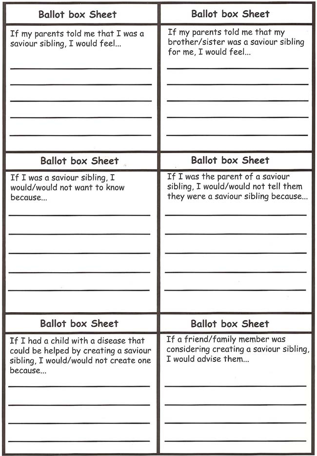 savior sibling ballot sheet