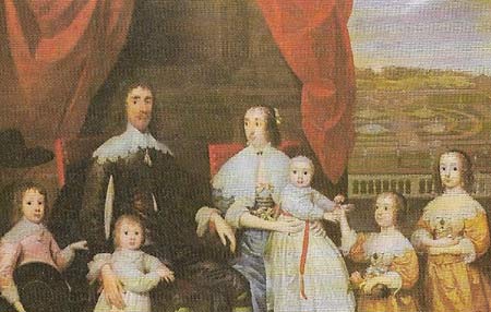 Cornelius Johnson was much influenced by Van Dyck but his figures are stiffer and less natural. Yet his ambitious family portrait of 'Arthur Capel with his wife and children', of about 1639, is touchingly intimate.