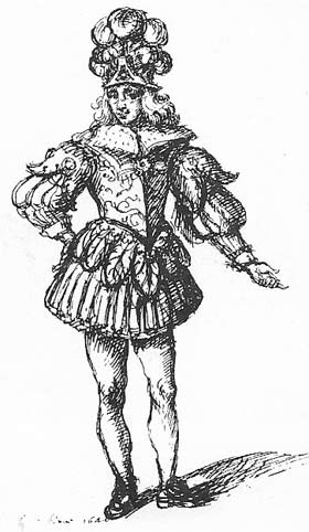 Charles wore this elaborate costume in January 1640 in the masque Salmacida Spolia at a time when Scotland was in rebellion.