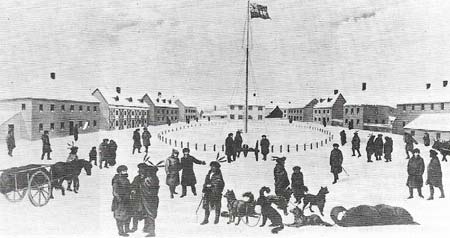 The Hudson's Bay Company,whose Fort Garry, Manitoba, trading post is shown here, was founded by the British in 1670 to open up a lucrative trade in Canada, supplying Europe with furs, timber, and salted fish.