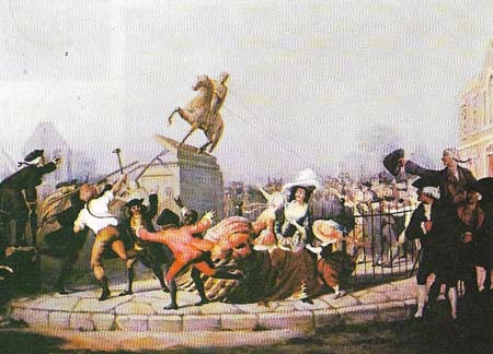 New Yorkers pulled down the statue of George III, symbolizing their revolt against Britain.