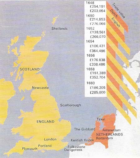 The first Anglo-Dutch War (1652-1654), between the two main Protestant republics, sprang from long-standing commercial and colonial rivalries that had been exacerbated by the merchantilist-inspired Navigation Act of 1651, which permitted only English or colonial ports.