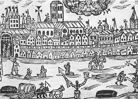 The plague of 1665-1666 was carried by the rats that infested London's teeming tenements, and deaths exceeded 15 percent of the population. By far the worst year was 1665.