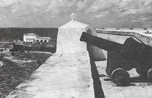 Fort St Sebastian, on Mozambique Island, was begun by the Portuguese in 1558 and completed by them after 1595. Beyond the ramparts is the Church of Our Lady of Bulwark, which was built about 1505.
