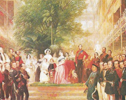 The Great Exhibition (1851) at the Crystal Palace, asserted Victoria's international standing early in her reign. Rulers from many parts of the world attended the festivities, which were originally conceived by Prince Albert to celebrate the wonders of industry and to promote peace.