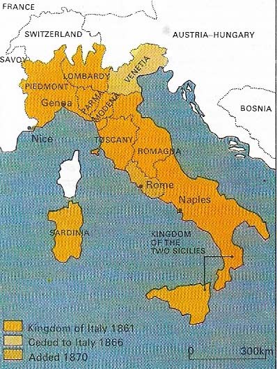 Although Italy was united by 1870, political and economic development was uneven. Despite Garibaldi's dramatic exploits, southern Italy remained backward compared with Piedmont.