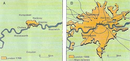 Railways grew out of urban expansion but also created it. The London and Greenwich line, opened in 1836, was London's first steam powered railway. By 1852, most of today's mainline stations were in being and there were several suburban lines. From 1863 the Underground system provided rapid transport in the metropolitan area.