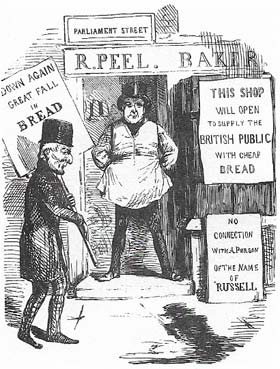 Robert Peel (1788-1850) sought an undoctrinaire approach to the problems of industrialisation that brought violent Chartist unrest, and in 1846 after the Irish famine he alienated the traditionally Tory landowners by removing tariffs on imported corn, thus reducing the price of bread.