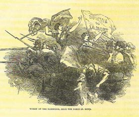 Women on the barricades; the tricolour, symbolising hopes of liberty, equality and fraternity; the red flag of socialist revolution; the flags of German, Italian, Hungarian or Bohemian nationalism – all these made a heroic display in 1848. But heroic slogans such as 'Bread or Death' did not march an army.