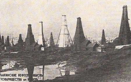 In the 1890s the industrial development of Russia was improved by the opening up of new oil fields, including this one at Baku.