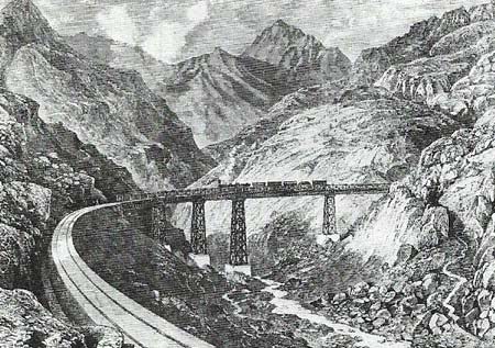 The Chilean railway from Valparaiso to Santiago was built between 1853 and 1864 and was the first important South American railway.