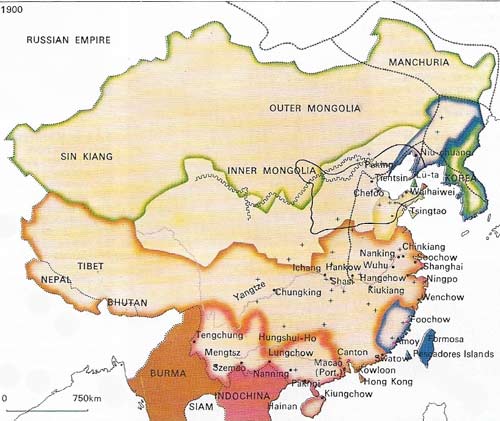 'Treaty ports' such as Shanghai, Tientsin, and others inland were administered, policed, and taxed by foreigners. Chinese living in them were outside their government's jurisdiction.