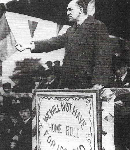 Edward Carson (1854-1935) led the Ulster Unionists from 1910-1920, pledging and arming them to resist Home Rule in any form.