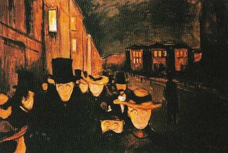 Edvard Munch's 'Evening on Karl Johann Street, Oslo' (1892) takes an everyday subject that might have appealed to the Impressionists.
