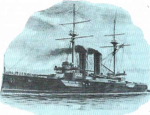The Japanese battleship Kashima (16,660 tons; four 12-inch guns) was built by Elswick shipyard and launched at Newcastle in 1905.