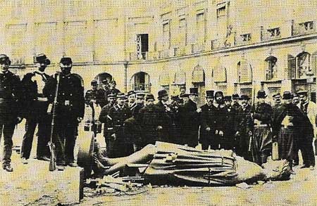 Napoleon's statue was overturned in 1871 to signal the founding of the Paris Commune, one of the significant events of the 19th-century Europe.