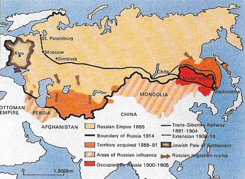 Russia's imperial advance was spectacular in the later 19th century.