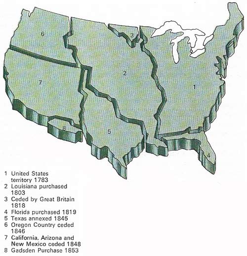 By annexation, war, purchase or treaty, the United States increased its territory to include the whole subcontinental expanse in the space of 90 years between 1763 and 1853. In so doing, it prevented a resurgence of British or French influence and gave effect to the Monroe Doctrine of 1823 that America was no territory for colonization by any other power.