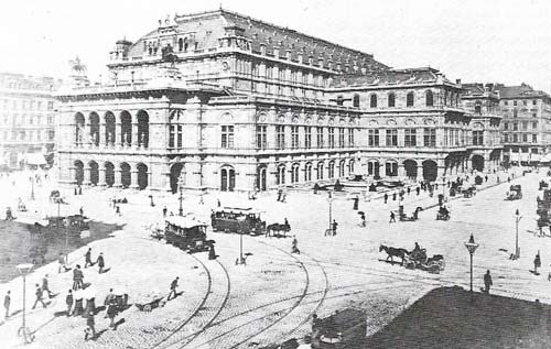 Opera houses such as that of Vienna were part of an impressive urban culture created by the growing wealth of many European cities, which built concert halls, art galleries and museums together with municipal buildings and better systems of sanitation, lighting and street paving.