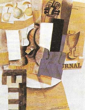 Picasso's collages, such as the 1913 'Violin', are less tidy than those of Gris.