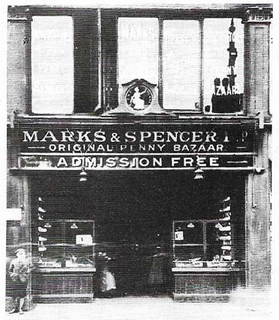 Growing wealth for all sections of society in the late 19th century led to the first mass consumer market with the development of advertizing and the growth of chain stores, among them Marks & Spencer, who opened a 'penny bazaar' in Stretford Street, Manchester, in the 1890s.