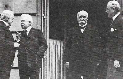 The Allied leaders (from left to right) Lloyd George, Orlando, Clemenceau, and Wilson, were bitterly divided by conflicting policies and temperamental differences.