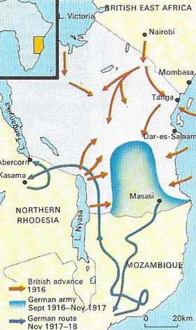 The East African campaign cost the British 19,000 casualties.