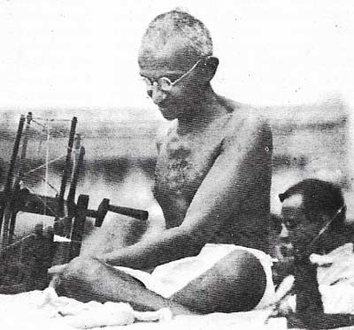 Gandhi adopted the symbol of the spinning wheel in 1920.