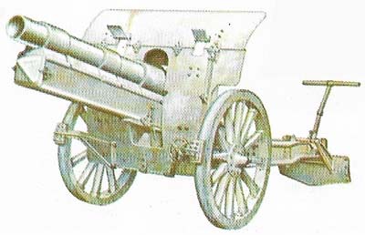 A German 150 mm howitzer was typical of the heavy artillery used to try to destroy opposing defenses, enormous quantities of guns and ammunition were used in prolonged bombardments.