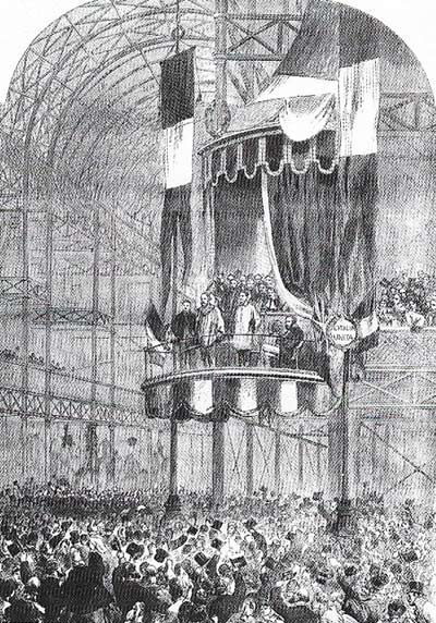 Giuseppe Garibaldi (1807-1882), the Italian nationalist leader, visited London in 1864 and received a great welcome, addressing crowds of 20,000 at the Crystal Palace.