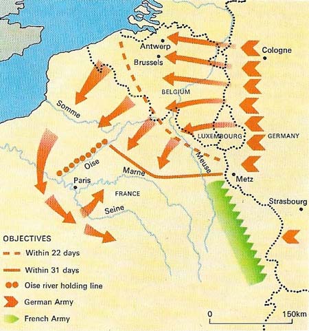 The Schlieffen Plan was based on a two-front war with Russia and France, which had been allies since 1894.