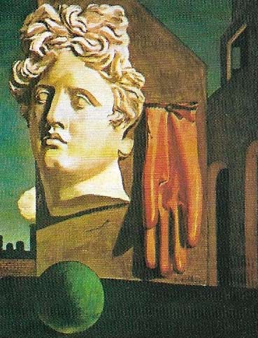 'Song of Love' (1914) by Giorgio de Chirico (1888-1978) is one of his mysterious scenes that anticipate the dream pictures of the Surrealists.
