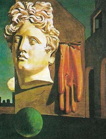 'Song of Love' (1914) by Giorgio de Chirico (1888-1978) is one of his mysterious scenes that anticipate the dream pictures of the Surrealists.