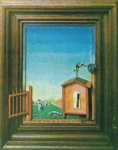 Max Ernst's 'Two Children Threatened by a Nightingale' is an early (1924) Surrealist attempt to render in paint experience of dreams.