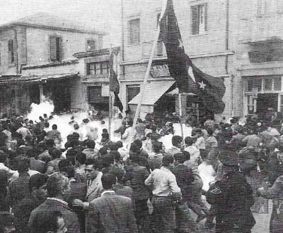 Anti-British feeling in Cyprus (1955-1960) typified the strains of decolonization in areas where Britain's handover of power after World War II was complicated by divisions in the local community.