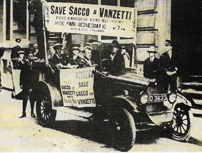 Like these Londoners, liberals everywhere protested in 1927 at death penalties imposed on two US anarchists, Nicola Sacco (1891-1927) and Bartolomeo Vanzetti (1888-1927). 