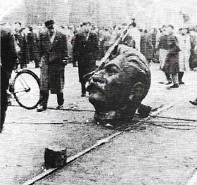 Stalin's statue was torn down in Budapest on 2 November 1956, a dramatic moment in the uprising against Soviet domination and the brutal Hungarian regime.