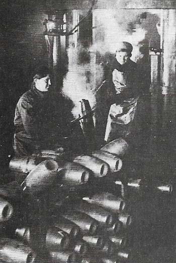 The mobilization of women was greatest in the USSR. Here ammunition is stacked to repel the Leningrad siege.