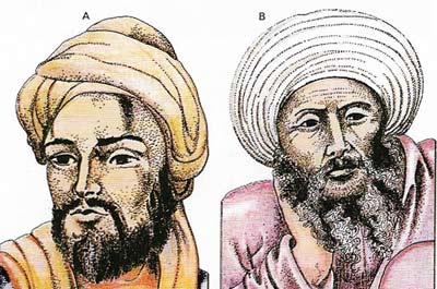 Avicenna (980–1037) (A) and Averrhoes (1126–1198) (B) were Islamic philosophers.