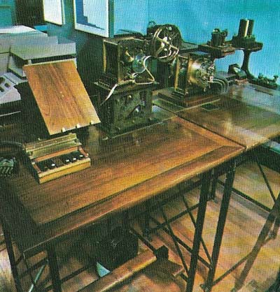Emile Baudot's multiplex system enabled several telegraph operators to send messages over the same line simultaneously. Each operator's set was connected in turn to the line by a distributor for just enough time to allow transmission of a single letter in the form of a five-unit code. By exact phase synchronization outgoing signals could be correctly separated and 