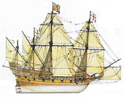  The Elizabethan galleon (c. 1585) was a forerunner of the ship of the line.