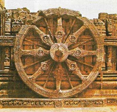 This 13th-century Hindu wheel at Konarak, India, symbolizes the circular nature of the universe.