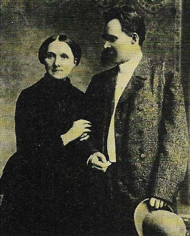 Friedrich Nietzsche (1844–1900), seen with his mother, radically broke with the established conception of ancient Greek culture in his first book The Birth of Tragedy.
