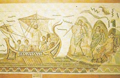 Odysseus's encounter with the Sirens (from a Roman mosaic) during his return home after the fall of Troy is typical of threatening myths about women.