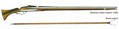 Matchlocks of this type were in use in Europe as the common infantry firearm throughout the seventeenth century.