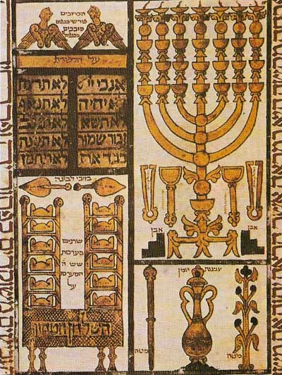 The original golden menorah, or ritual candelabrum, was shaped by Moses ac-cording to the pattern of the almond, Israel's most sacred tree. It is used during the eight-day festival of Chanukkah and its branches symbolize the seven days of creation. The middle cup signifies the Sabbath.